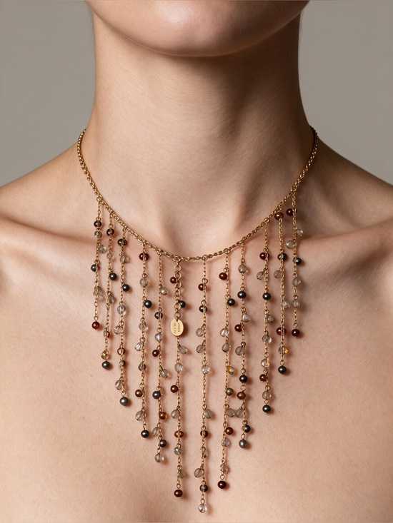 Anne Klein Jewelry - Anne Klein Gold-Tone Fringe Necklace with Multicolor Accent Beads
